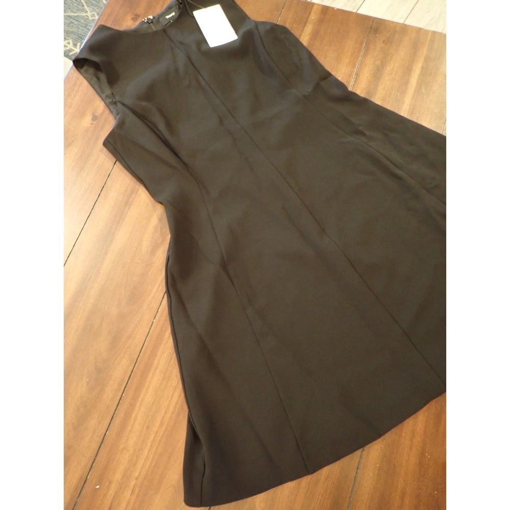 Theory Easy Flare Dress Black Admiral Crepe Sleeveless A-Line P0109603 Size 8 - Picture 14 of 16
